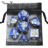 DND polyhedral dice set Polyhedral Dice Set with Pouch Double-Colors Gold Numbers of D4 D6 D8 D10 D% D12 D20 for DNDGame RPG Table Games