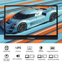 FYHXele 15.6 Inch IPS Portable Monitor 1K Touch Screen LCD Gaming HDMI USB C Display Bracket For PC Laptop Switch XBOX PS4