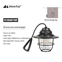 Shine Trip Outdoor Retro Smalldroplight, Campsite Lamp, Atmosphere Lamp, USB Charging Tent Light, LED Camping Hangling Lamp