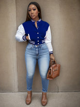 Spring and Autumn European and N Women's Color Matching Jacket Single-breasted Lettered Baseball Jacket Jacket