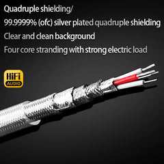 One Pair HiFi RCA Audio Cable High Purity OFC Silver Plated 2RCA to 2RCA Male to Male Connector HiFi Cable for Speaker Amplifier