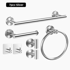 5/7PC Stainless Steel Bathroom Hardware Set Towel Rack Towel Ring Toilet Paper Holder Hook Wall Mount Shower Storage Accessories