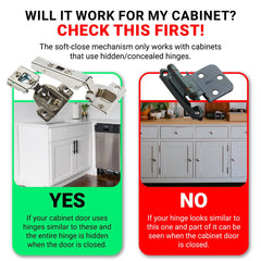 Hardware Soft Close Damper for Cabinet Doors Compact SoftClose Cabinet Adapter Hardware Hinge Polished Nickel SCD103