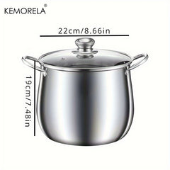 1pc Large Stainless Steel Stock Pot - Ideal for Soups, Stews, and More - Durable, Easy to Clean - Essential Kitchen Gadget