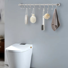 Bymaocar Utensil Rack 20 Inch Kitchen Hanger Holder Wall-mounted Hanging Rail Rod with 10 Sliding Hooks Storage & Organization