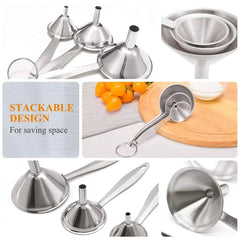 3 in 1 Stainless Steel Funnels, Food Grade Mini Metal Kitchen Funnel for Transferring Essential Oils,Liquid,Fluid
