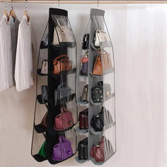 10 Pockets Hanging Purse Handbag Organizer Clear Hanging Shelf Bag Collection Storage Holder Bag Wardrobe Closet Space Saving