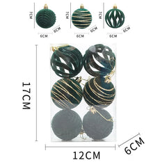 6/12pcs Velvet Christmas Tree Hanging Balls 6cm Flocked Ball Set Break-Resistant Ornaments for Home Holiday Wedding Party Decor