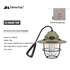 Shine Trip Outdoor Retro Smalldroplight, Campsite Lamp, Atmosphere Lamp, USB Charging Tent Light, LED Camping Hangling Lamp