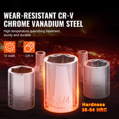 SucceBuy Mechanics Tool Set and Socket Set 1/4" 3/8" 1/2" Drive Deep Standard Sockets 450 Pcs SAE and Metric Mechanic Tool Kit