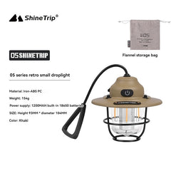 Shine Trip Outdoor Retro Smalldroplight, Campsite Lamp, Atmosphere Lamp, USB Charging Tent Light, LED Camping Hangling Lamp