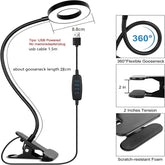 Reading Desk Lamp Bed Dimmable, 3 Modes & 10 Dimming Levels USB Clamp Lamps 360° Flexible Book Clip