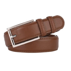 Luxury Genuine Leather Wide Belt Ladies Fashion Simple Matching Jeans Gold Buckle Belt Women 2.8cm Wide Cowhide Brown Belt
