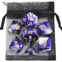DND polyhedral dice set Polyhedral Dice Set with Pouch Double-Colors  Gold Numbers of D4 D6 D8 D10 D% D12 D20 for DNDGame RPG Table Games