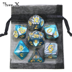 DND polyhedral dice set Polyhedral Dice Set with Pouch Double-Colors  Gold Numbers of D4 D6 D8 D10 D% D12 D20 for DNDGame RPG Table Games