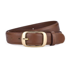 Luxury Genuine Leather Wide Belt Ladies Fashion Simple Matching Jeans Gold Buckle Belt Women 2.8cm Wide Cowhide Brown Belt