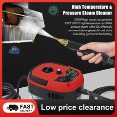 2500W Portable Handheld Steam Cleaner High Temperature Pressurized Steam Cleaning Machine with Brush Heads for Kitchen Cleaning