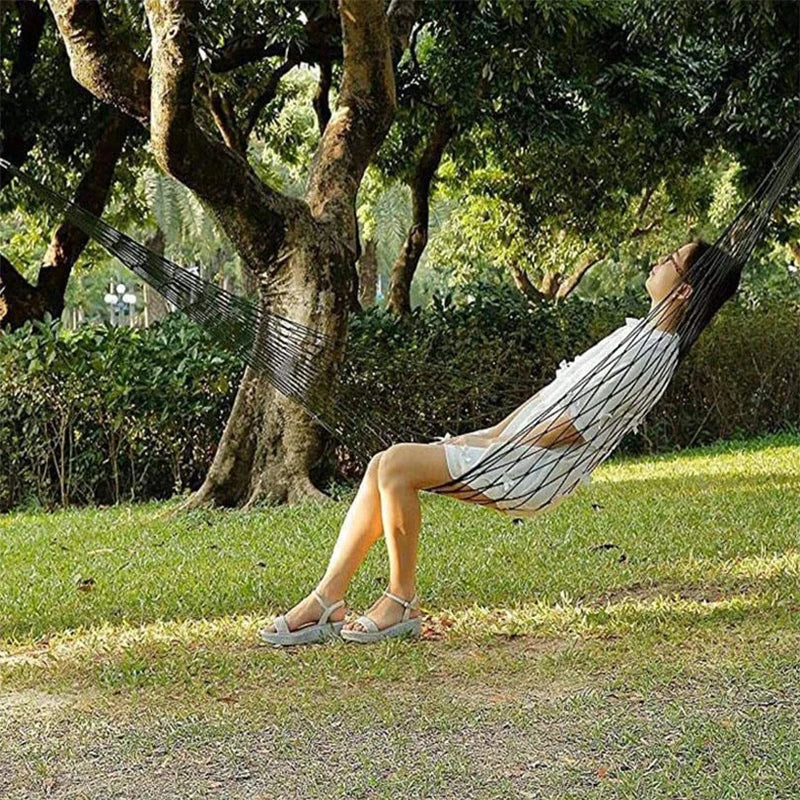 Nylon Rope Meshy Hammock for Outdoor Sleeping Net Bed with Rope Portable Camping Garden Beach Yard Travel Swing Hanging Bed