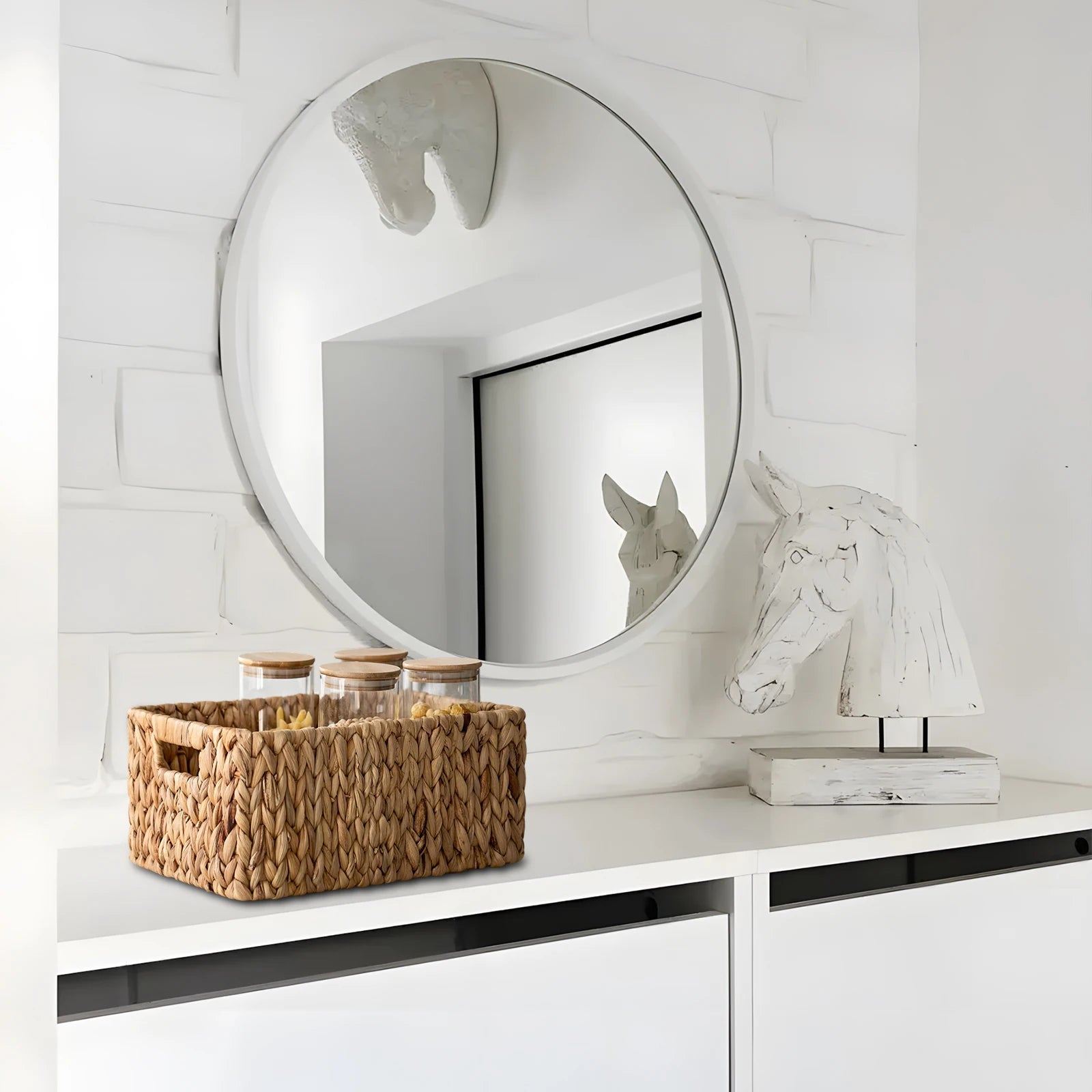 Wicker Storage Baskets for Shelves,Made of Water Hyacinth,Set of 3,Storage for Bedroom,Bathroom,Living Room,etc
