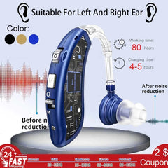 2025 BTE Mini Rechargeable Hearing Aid Digital Hearing Aids Adjustable Tone Sound Amplifier Portable Elderly Digital Hearing Aid