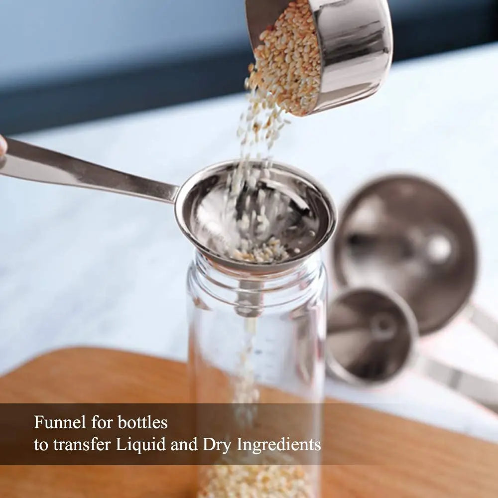 3 in 1 Stainless Steel Funnels, Food Grade Mini Metal Kitchen Funnel for Transferring Essential Oils,Liquid,Fluid