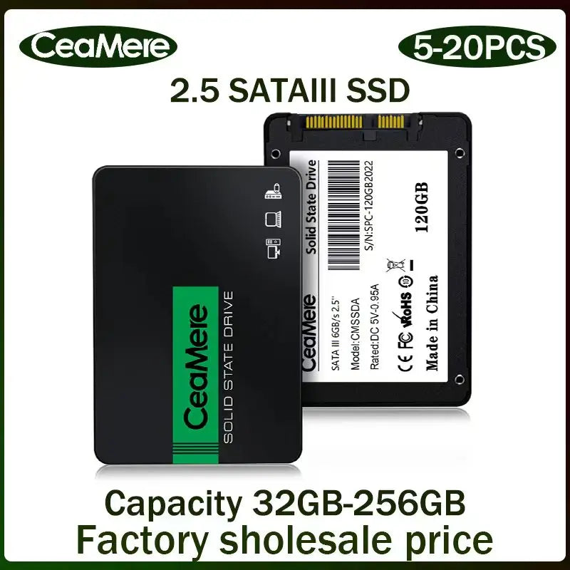 CeaMere 5-20PCS Custom logo Hard Disk Drive Sata3 ssd 32G 64G 120GB 128GB 240GB 256GB  Solid State Drive For Desktop PC