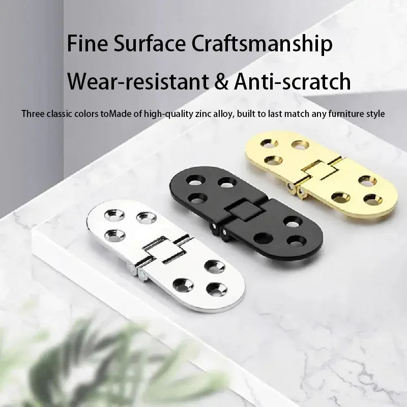 180° Zinc Alloy Folding Hinge - Gold/Silver/Black, Heavy-Duty for Doors/Cabinets/Furniture | Durable Hardware