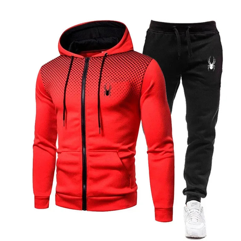 In 2025, new men's clothing sweatshirt sets for autumn and winter, zipper sets, hooded sweaters, trousers, men's sportswear sets