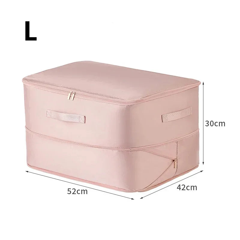 Space Saving Compression Storage Tote Bag Heavy Duty Multipurpose Rectangle Fabric Organizer for Comforters Clothes and Blankets