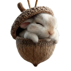 Cute Animal in Acorn Christmas Pendant Ornaments Acrylic Fox, Hedgehog & Bunny Design Festive Hanging Decor for Xmas Tree & Home