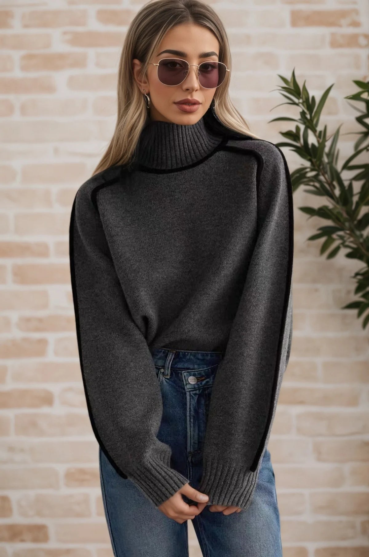 Autumn Winter Women Turtleneck Sweaters 2025 Casual Striped Long Sleeved Knitted Pullovers Regular Jumpers Streetwear Pullovers