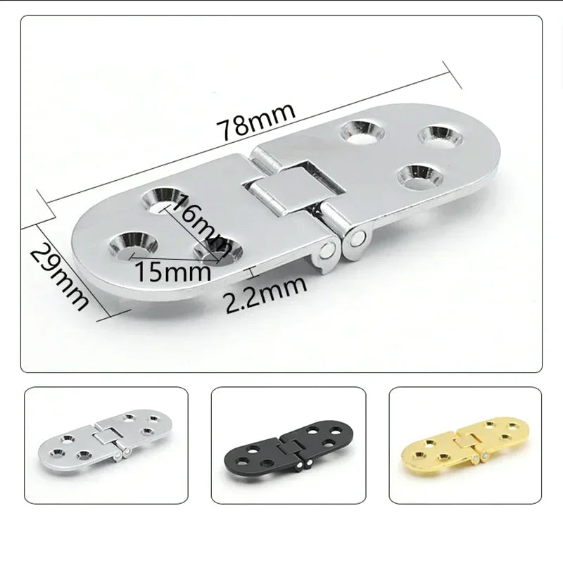 180° Zinc Alloy Folding Hinge - Gold/Silver/Black, Heavy-Duty for Doors/Cabinets/Furniture | Durable Hardware