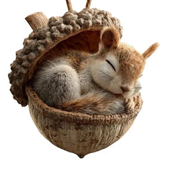 Cute Animal in Acorn Christmas Pendant Ornaments Acrylic Fox, Hedgehog & Bunny Design Festive Hanging Decor for Xmas Tree & Home