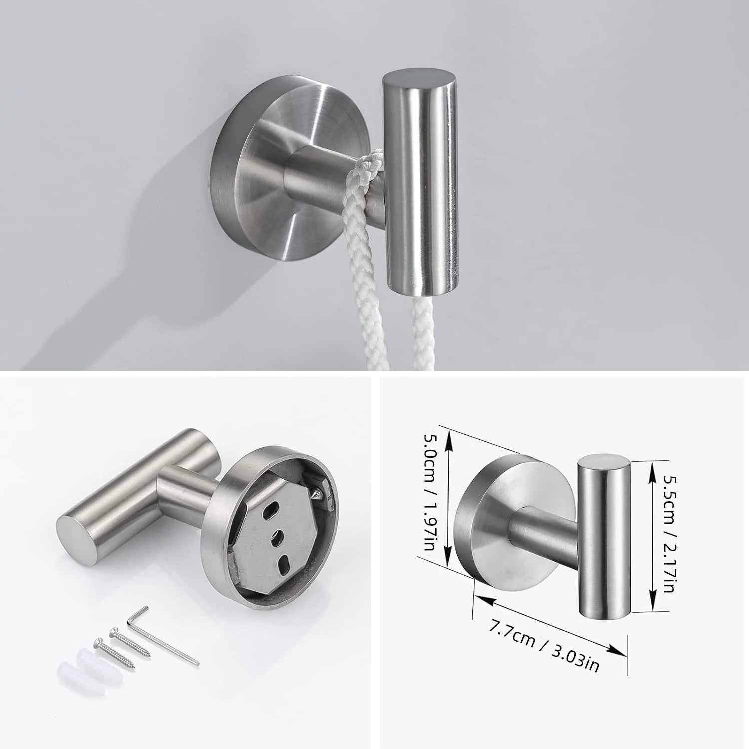 5/7PC Stainless Steel Bathroom Hardware Set Towel Rack Towel Ring Toilet Paper Holder Hook Wall Mount Shower Storage Accessories