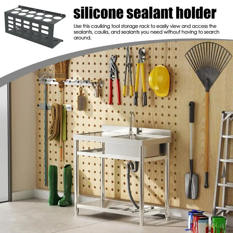 caulking tube rack wall mounted caulk tube holder for 11 tubes space-saving caulking tools storage workshop sealant organizer