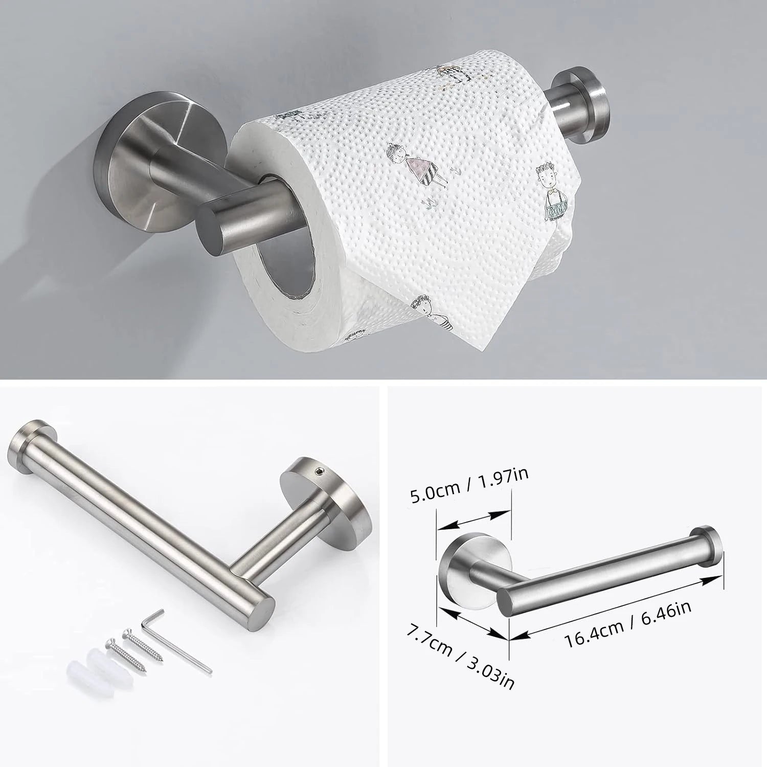 5/7PC Stainless Steel Bathroom Hardware Set Towel Rack Towel Ring Toilet Paper Holder Hook Wall Mount Shower Storage Accessories