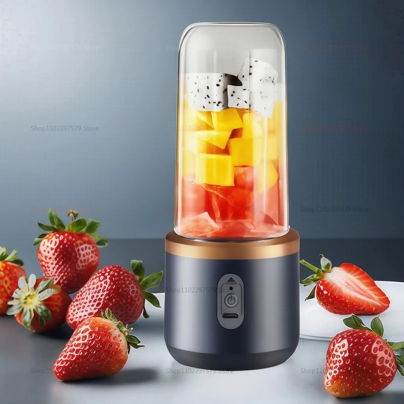 Portable Electric Mixer Machine 6 Blades Wireless Portable Juice Squeeze Double Cup Multifunction Juice Extractor Kitchen Tools
